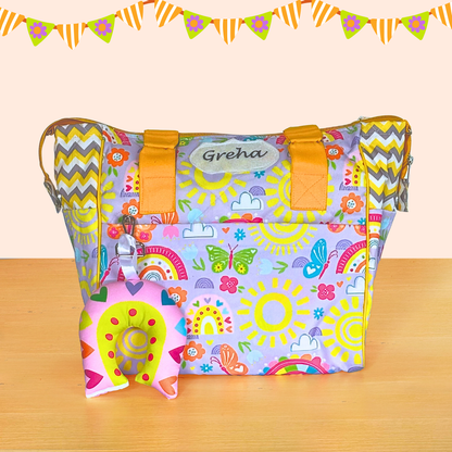Colorful bag with cartoon design
