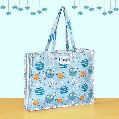 Tote bag with space-themed 