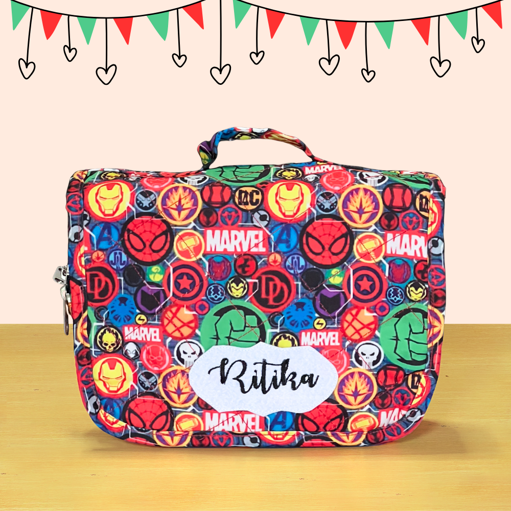 Colorful Marvel-themed pouch