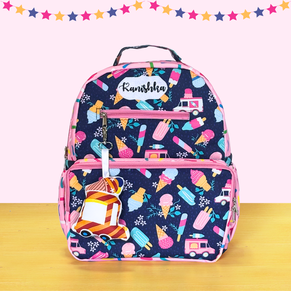 Backpack with ice cream pattern