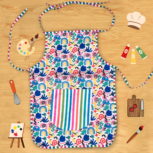 Colorful apron with cartoon patterns