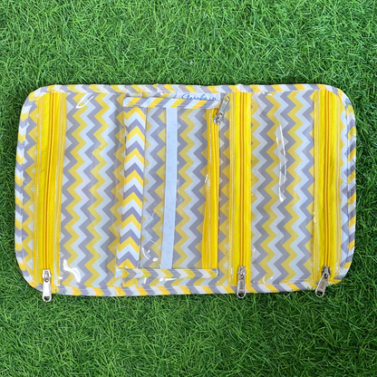 Yellow and gray zigzag patterned bag