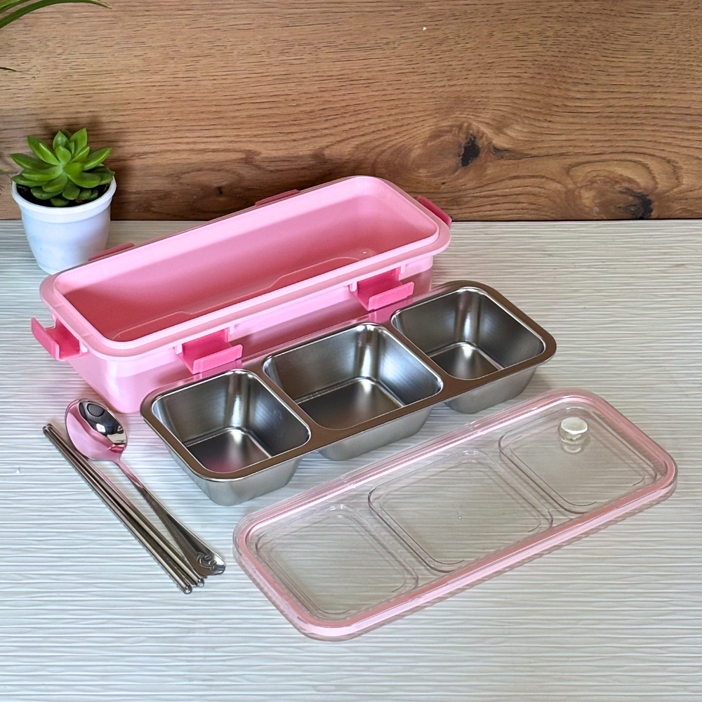 Sleek bento lunch box 3 compartment