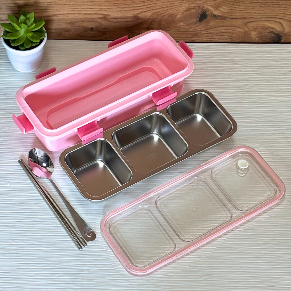 Sleek bento lunch box 3 compartment