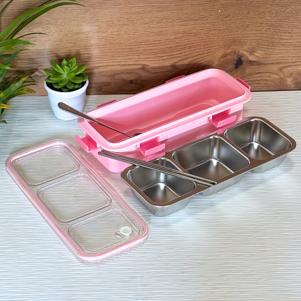 Sleek bento lunch box 3 compartment