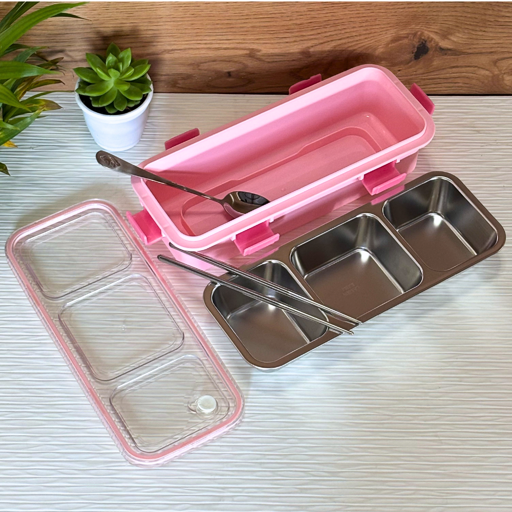 Sleek bento lunch box 3 compartment