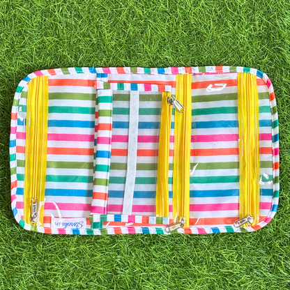 Multicolored striped pouch