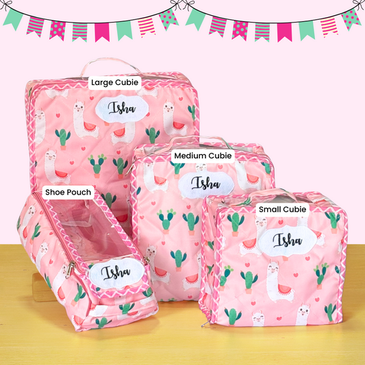 Set of pink storage cubbies