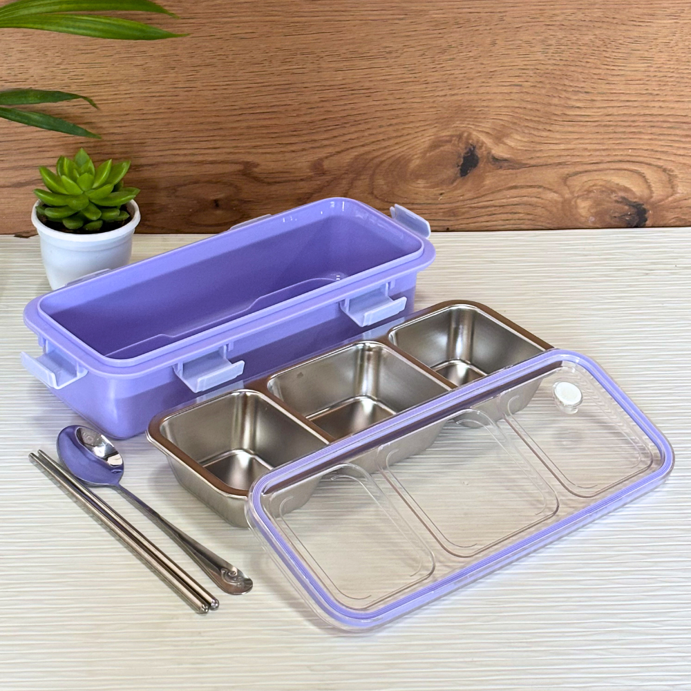 Sleek bento lunch box 3 compartment