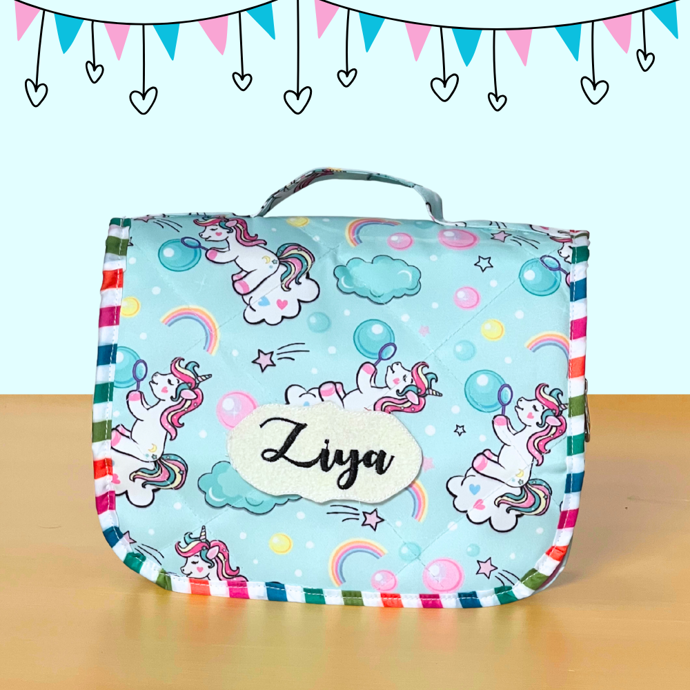 Colorful bag with unicorn design